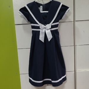 Bonnie Jean Navy Dress with White Sailor Bow